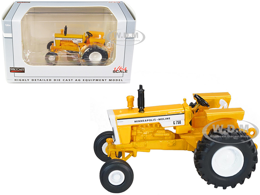 Minneapolis Moline G750 Wide Front Tractor Yellow 1/64 Diecast Model by SpecCast diecast model