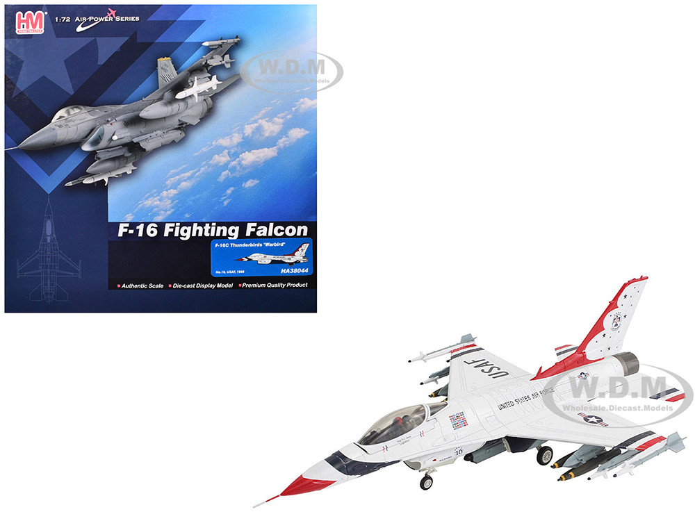 Lockheed F-16C Fighting Falcon Fighter Aircraft "No.10, Thunderbirds, Warbird" United States Air Force "Air Power Series" 1/72 Diecast Model by Hobby Master diecast model