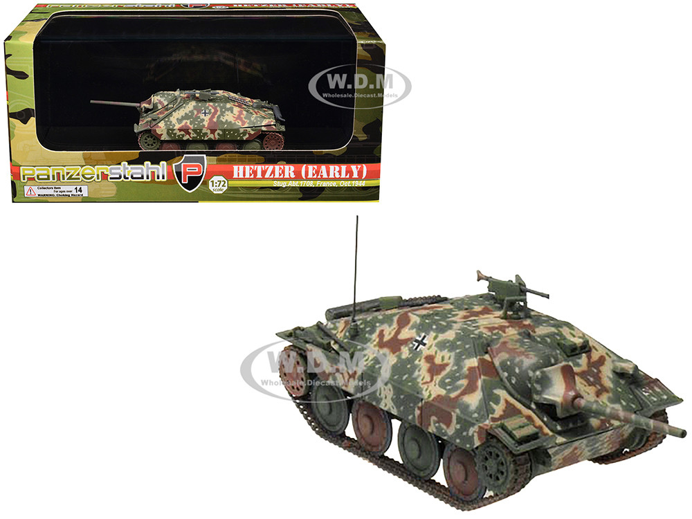 Hetzer (Early) Tank Destroyer "StuG.Abt 1708, France" (1944) German Army 1/72 Diecast Model by Panzerstahl diecast model