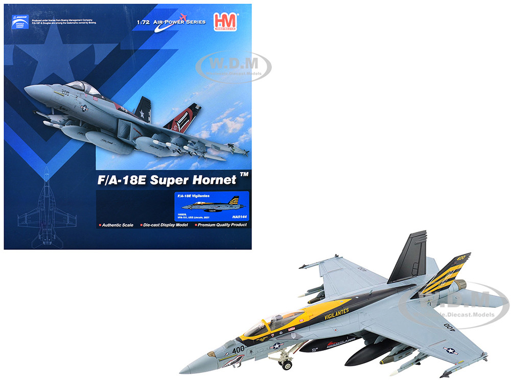 Boeing F/A-18E Super Hornet Fighter Aircraft "166828, VFA-151 Vigilantes, USS Lincoln" (2021) United States Navy "Air Power Series" 1/72 Diecast Model by Hobby Master diecast model