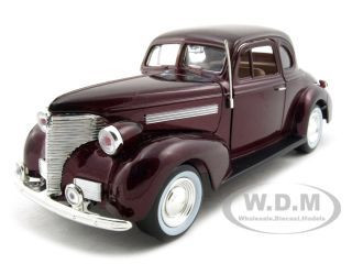 1939 Chevrolet Coupe Burgundy 1/24 Diecast Model Car by Motormax diecast model