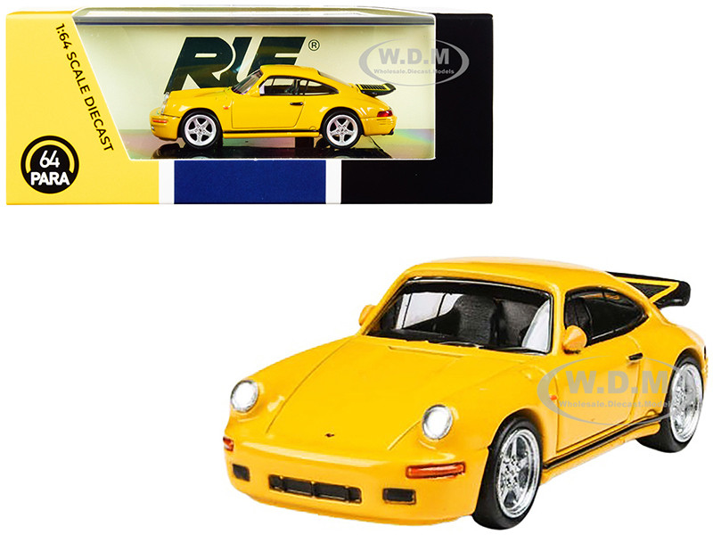 1987 RUF CTR Yellowbird Blossom Yellow 1/64 Diecast Model Car by Paragon Models diecast model