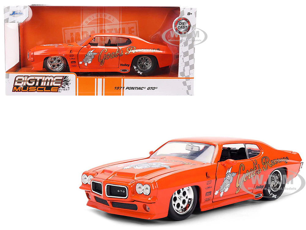 1971 Pontiac GTO "Goat's Revenge" Orange with Graphics "Bigtime Muscle" Series 1/24 Diecast Model Car by Jada diecast model