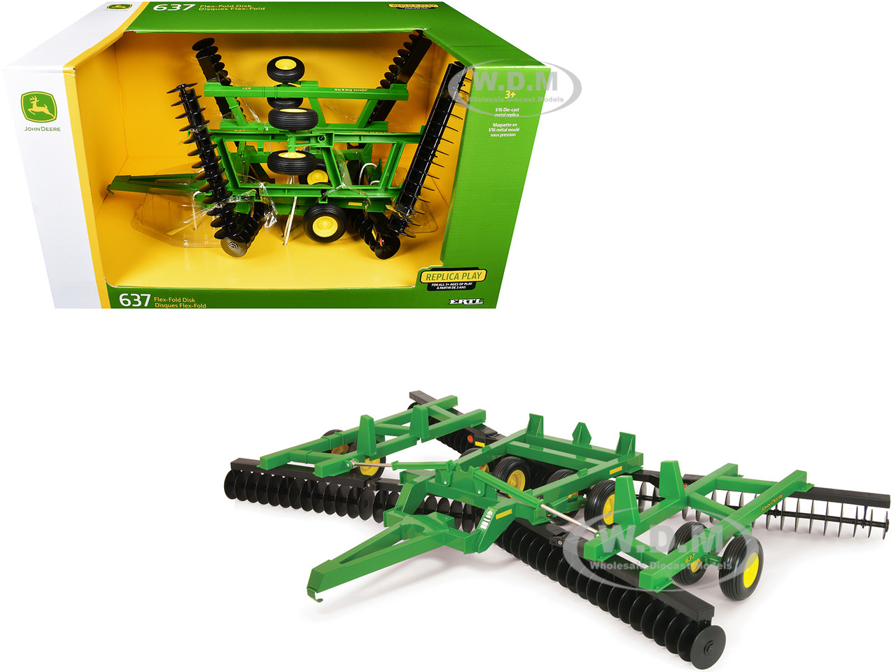 John Deere 637 Flex Fold Disk Green "Replica Play" Series 1/16 Diecast Model by ERTL TOMY diecast model