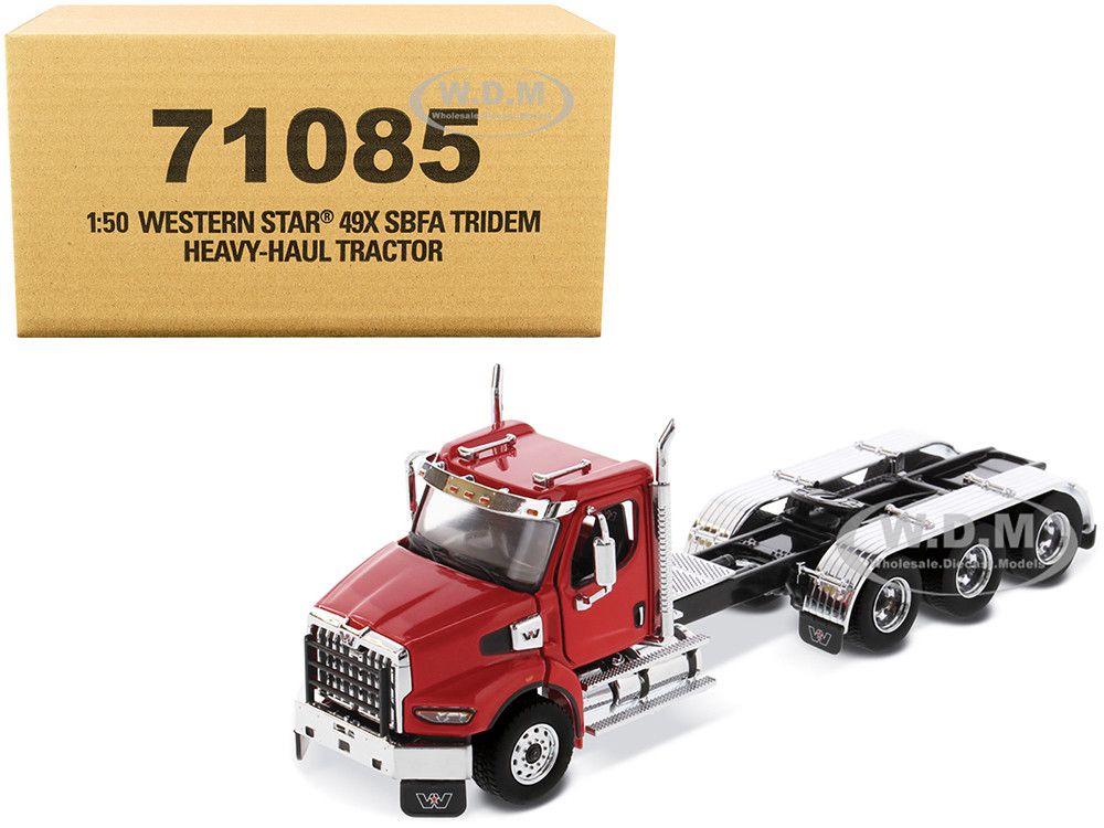Western Star 49X SBFA Tridem Day Cab Heavy-Haul Truck Tractor Viper Red "Transport Series" 1/50 Diecast Model by Diecast Masters diecast model