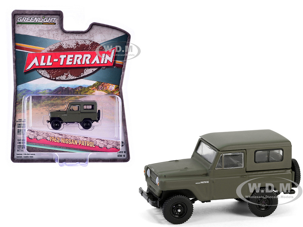 1962 Nissan Patrol Matt Olive Green "All Terrain" Series 16 1/64 Diecast Model Car by Greenlight diecast model