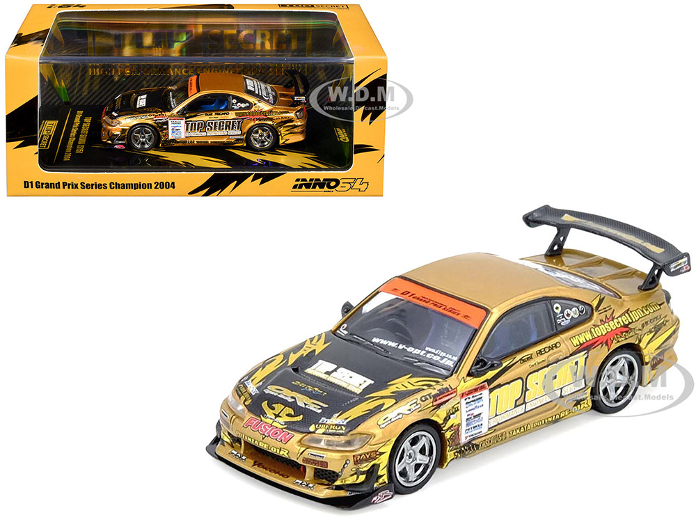 Nissan "Top Secret" Silvia (S15) RHD (Right Hand Drive) Ryuji Miki - Champion "D1 Grand Prix" (2004) 1/64 Diecast Model Car by Inno Models diecast model