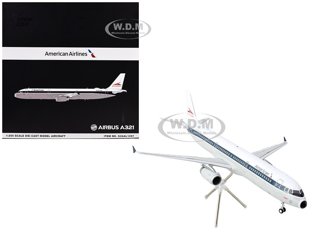 Airbus A321 Commercial Aircraft "American Airlines - Allegheny" (N579UW) White with Blue Stripes "Gemini 200" Series 1/200 Diecast Model Airplane by GeminiJets diecast model