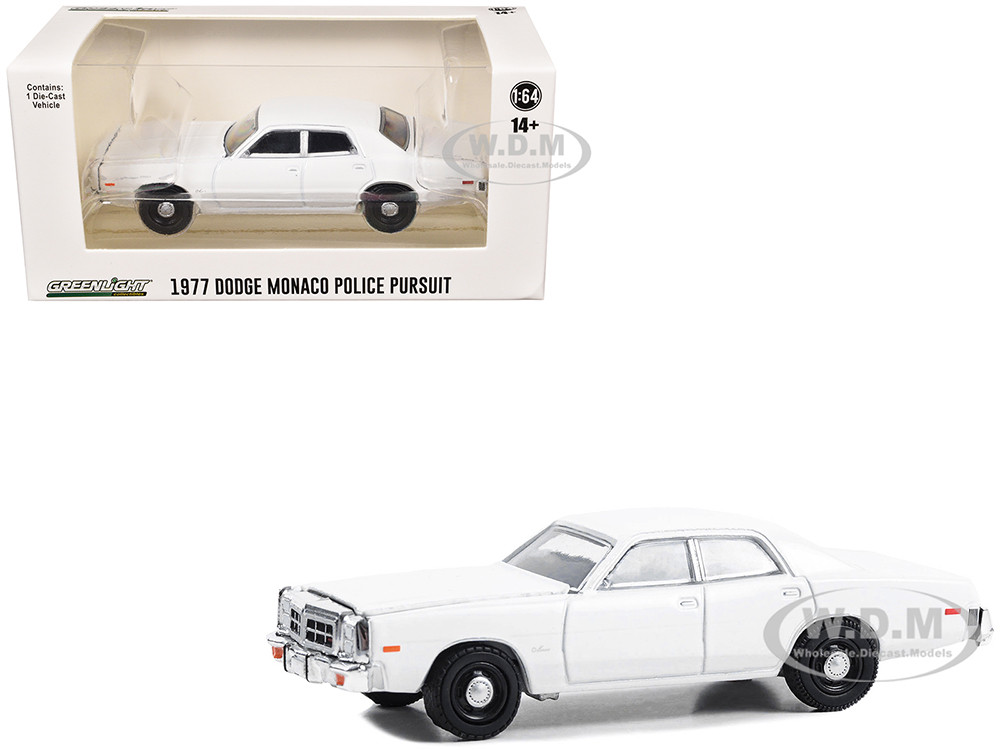 1977-78 Dodge Monaco Police Pursuit White "Hot Pursuit - Hobby Exclusive" Series 1/64 Diecast Model Car by Greenlight diecast model