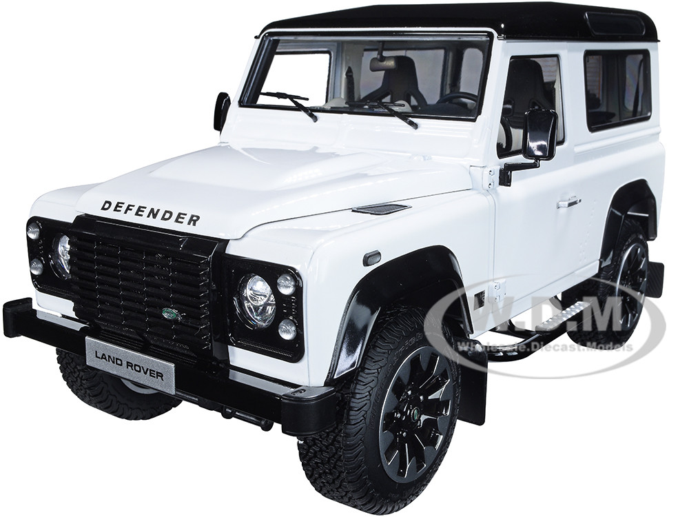 Land Rover Defender 90 Works V8 White with Gloss Black Top "70th Edition" 1/18 Diecast Model Car by LCD Models diecast model