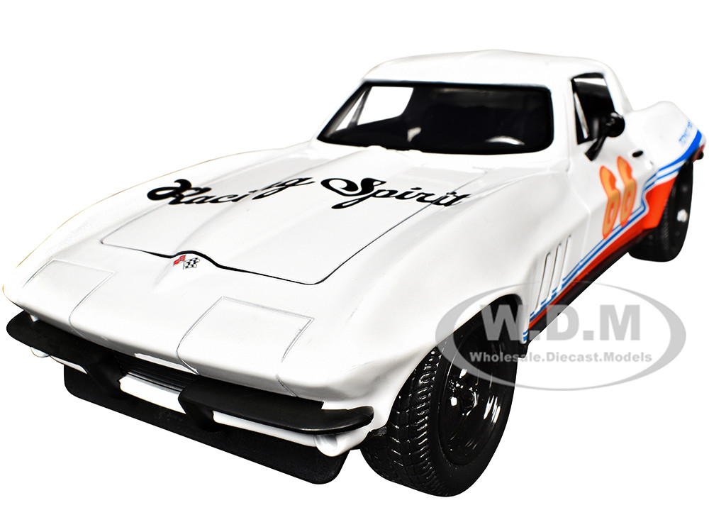 1966 Chevrolet Corvette #66 "Racing Spirit" White with Graphics "Bigtime Muscle" Series 1/24 Diecast Model Car by Jada diecast model