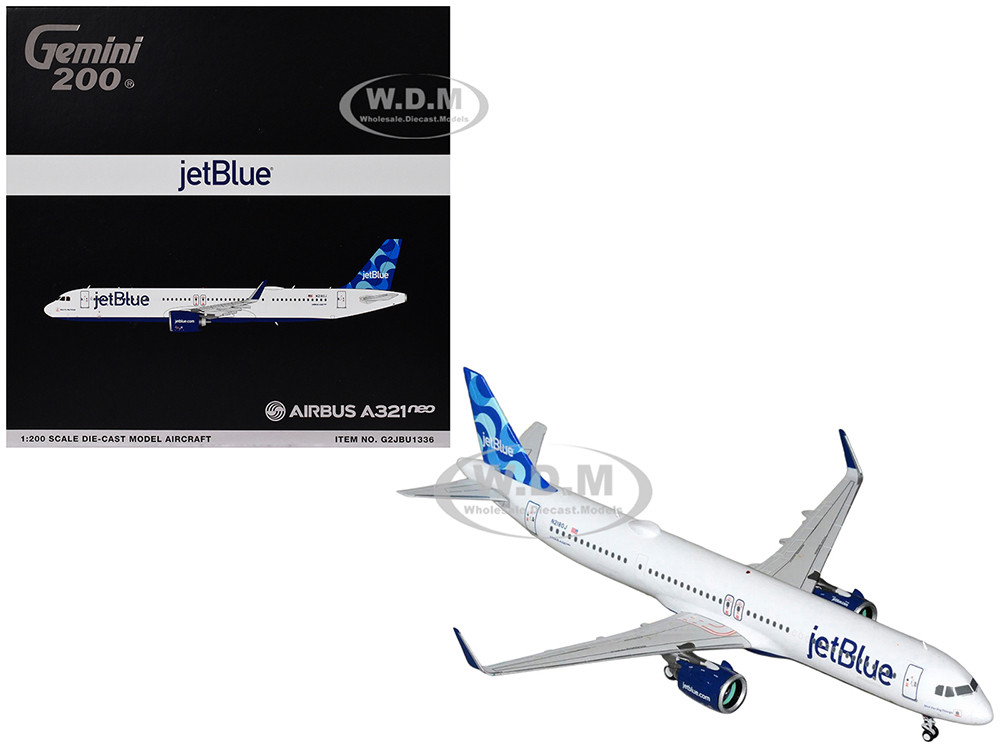 Airbus A321neo Commercial Aircraft "JetBlue Airways" (N2180J) White with Blue Tail "Gemini 200" Series 1/200 Diecast Model Airplane by GeminiJets diecast model