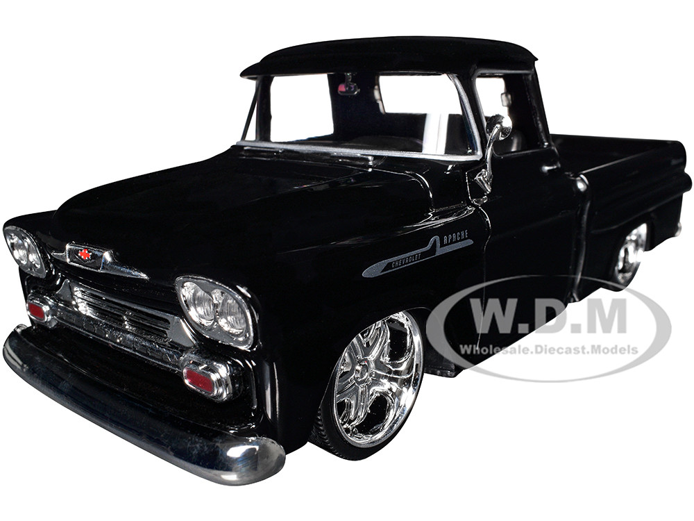 1958 Chevrolet Apache Fleetside Pickup Black "Maxx Design" "American Classics" Series 1/24 Diecast Model Car by Motormax diecast model