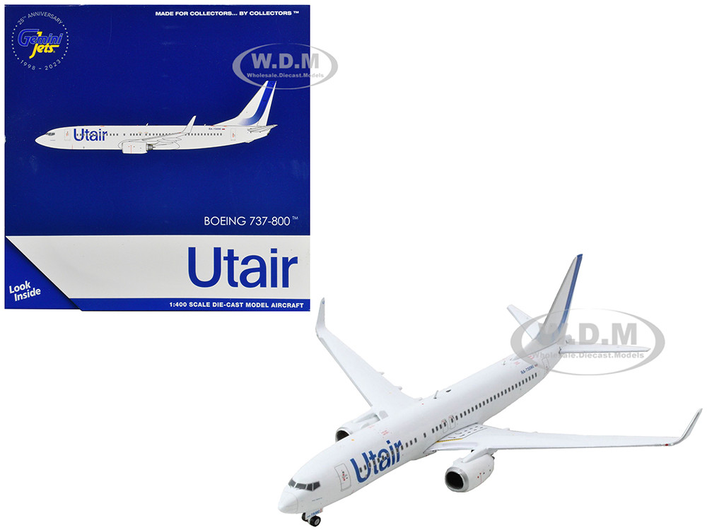 Boeing 737-800 Commercial Aircraft "Utair" White with Blue Tail Stripes 1/400 Diecast Model Airplane by GeminiJets diecast model