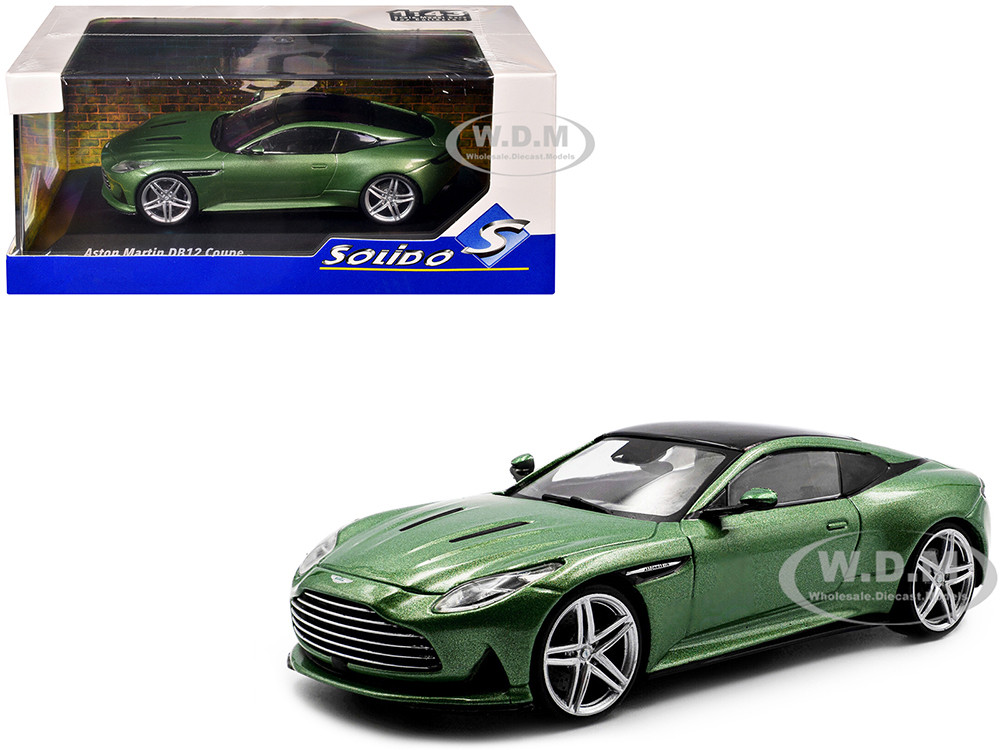 2023 Aston Martin DB12 Coupe Iridescent Emerald Metallic with Black Top 1/43 Diecast Model Car by Solido diecast model