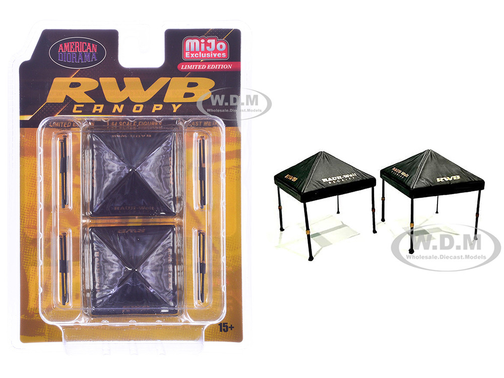 "RWB (RAUH-Welt BEGRIFF)" Canopy 2 Piece Set Black Limited Edition for 1/64 Scale Models by American Diorama diecast model