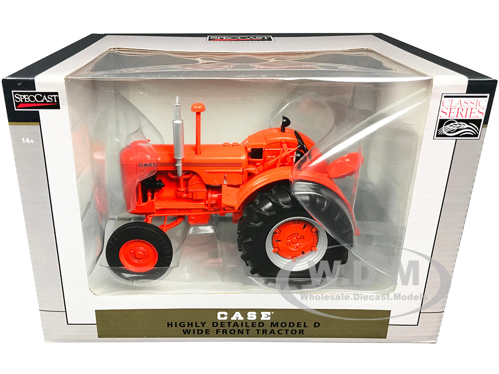 Case Model D Wide Front Tractor Orange "Classic Series" 1/16 Diecast Model by SpecCast diecast model