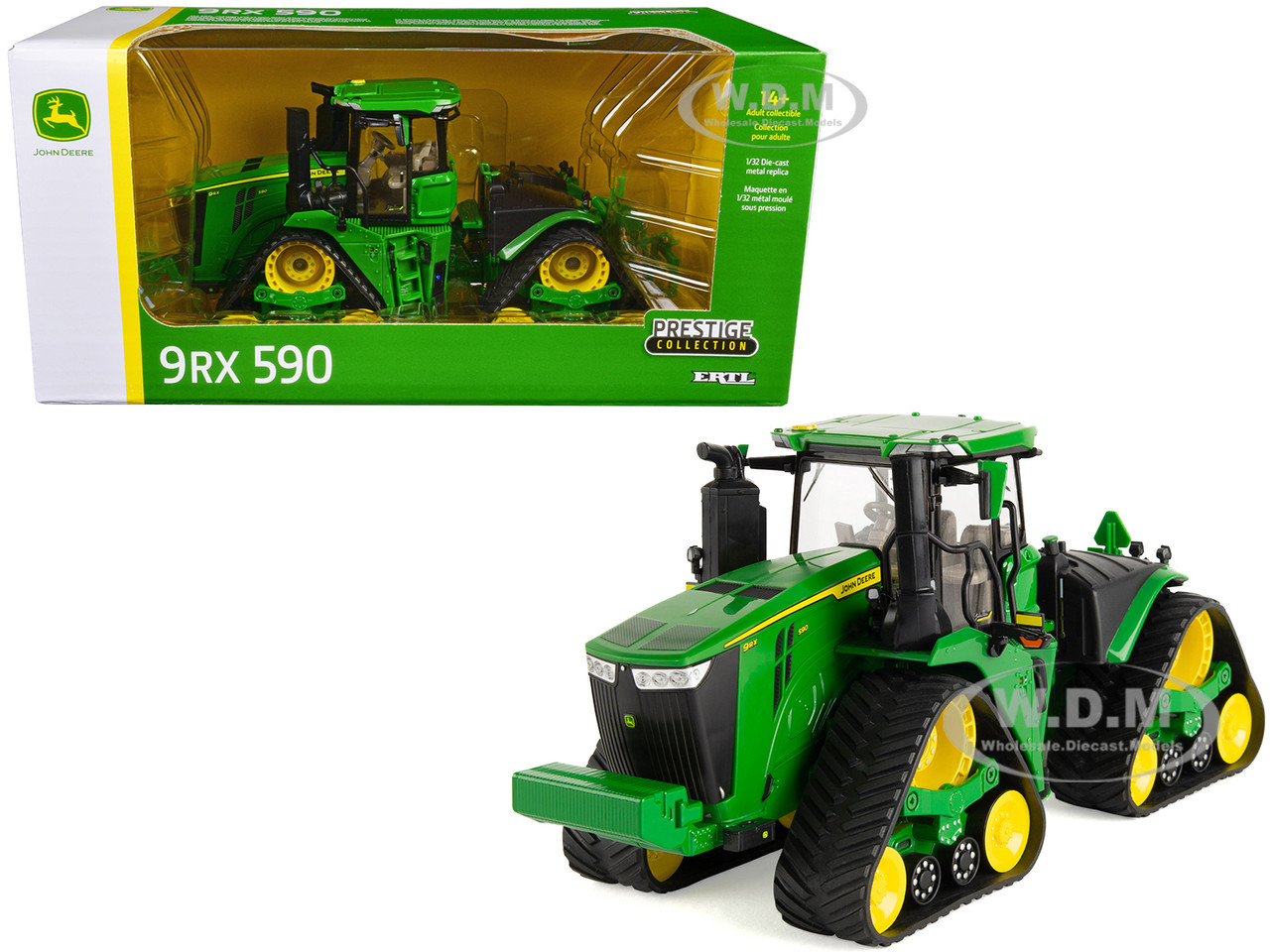 John Deere 9RX 590 Tractor with Tracks Green "Prestige Collection" 1/32 Diecast Model by ERTL TOMY diecast model