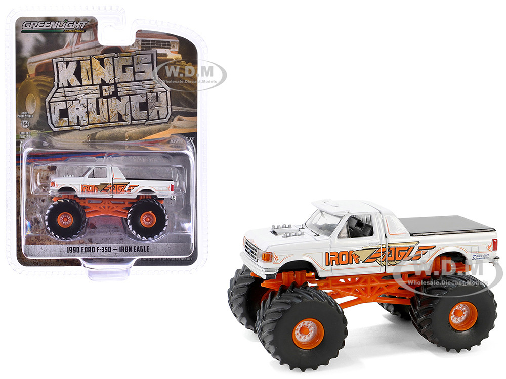 1990 Ford F-350 Monster Truck White "Iron Eagle" "Kings of Crunch" Series 15 1/64 Diecast Model Car by Greenlight diecast model