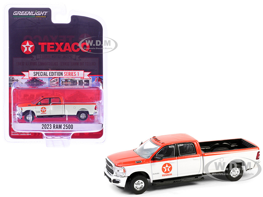 2023 Ram 2500 Pickup Truck "Texaco" Orange and White "Texaco Special Edition" Series 1 1/64 Diecast Model Car by Greenlight diecast model