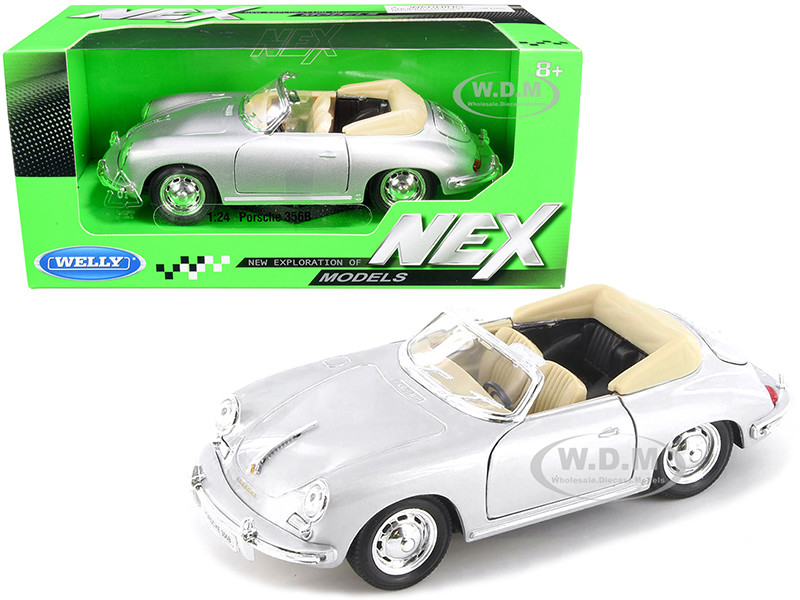 Porsche 356B Roadster Silver "NEX Models" 1/24 Diecast Model Car by Welly diecast model