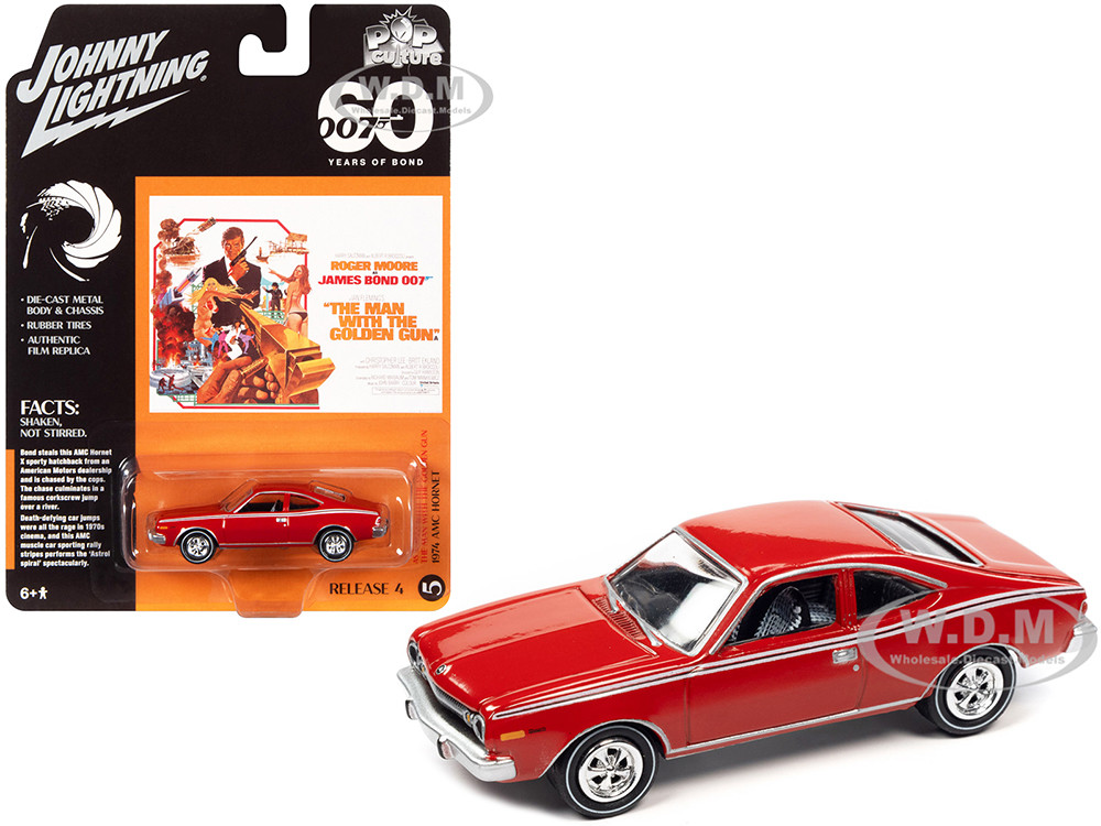 1974 AMC Hornet Red 007 James Bond "The Man with the Golden Gun" (1974) Movie "Pop Culture" 2022 Release 4 1/64 Diecast Model Car by Johnny Lightning diecast model