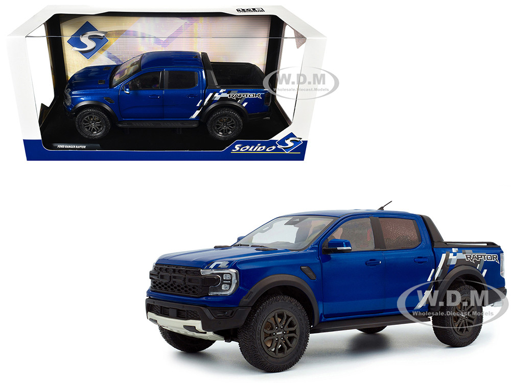 2024 Ford Ranger Raptor Pickup Truck Blue Lightning Metallic 1/18 Diecast Model Car by Solido diecast model