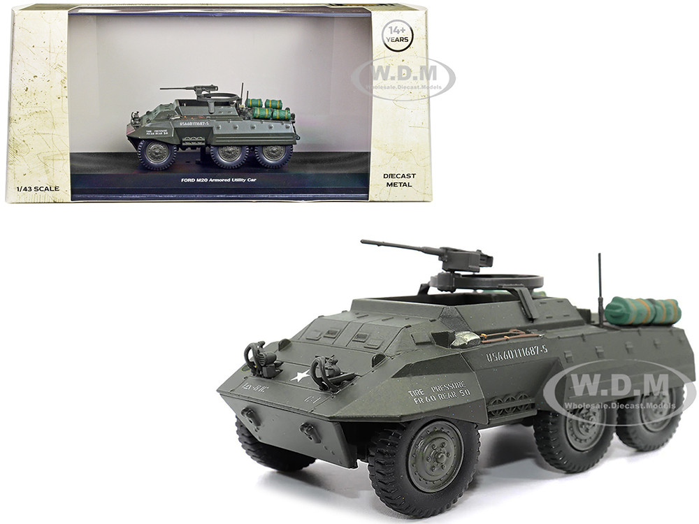 Ford M20 Armored Utility Car Olive Drab "United States Army" 1/43 Diecast Model by Militaria Die Cast diecast model