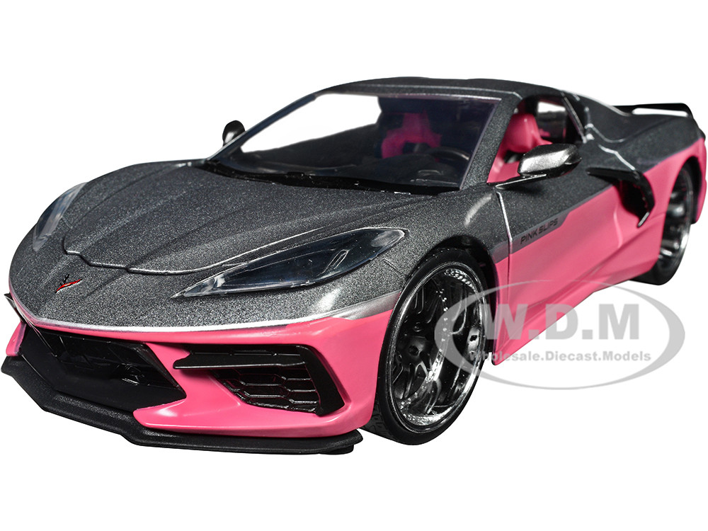 2020 Chevrolet Corvette Gray Metallic and Pink "Pink Slips" Series 1/24 Diecast Model Car by Jada diecast model