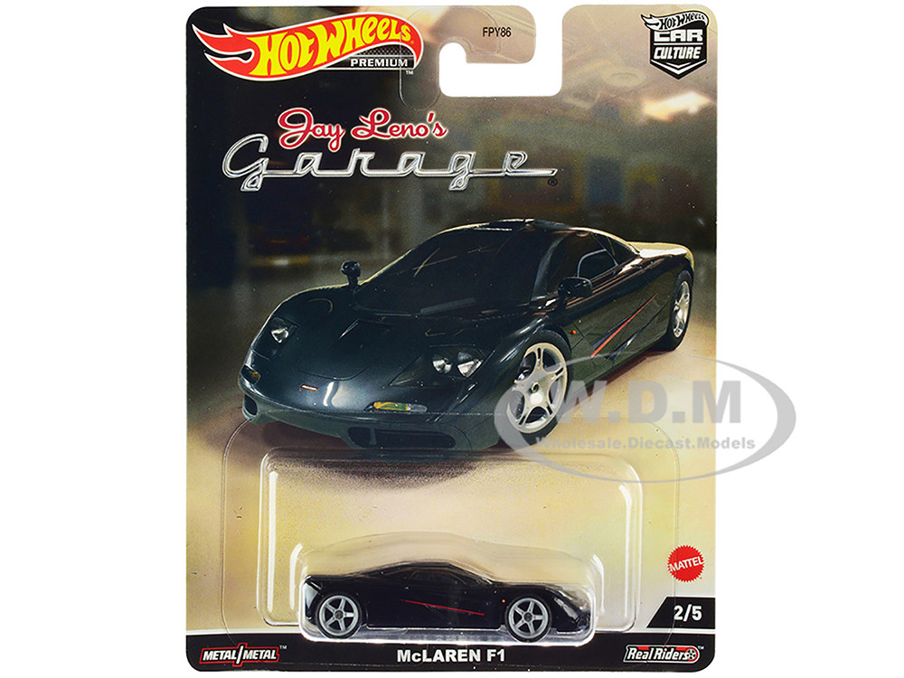 McLaren F1 Black with Red Stripes "Jay Lenos Garage" Diecast Model Car by Hot Wheels diecast model