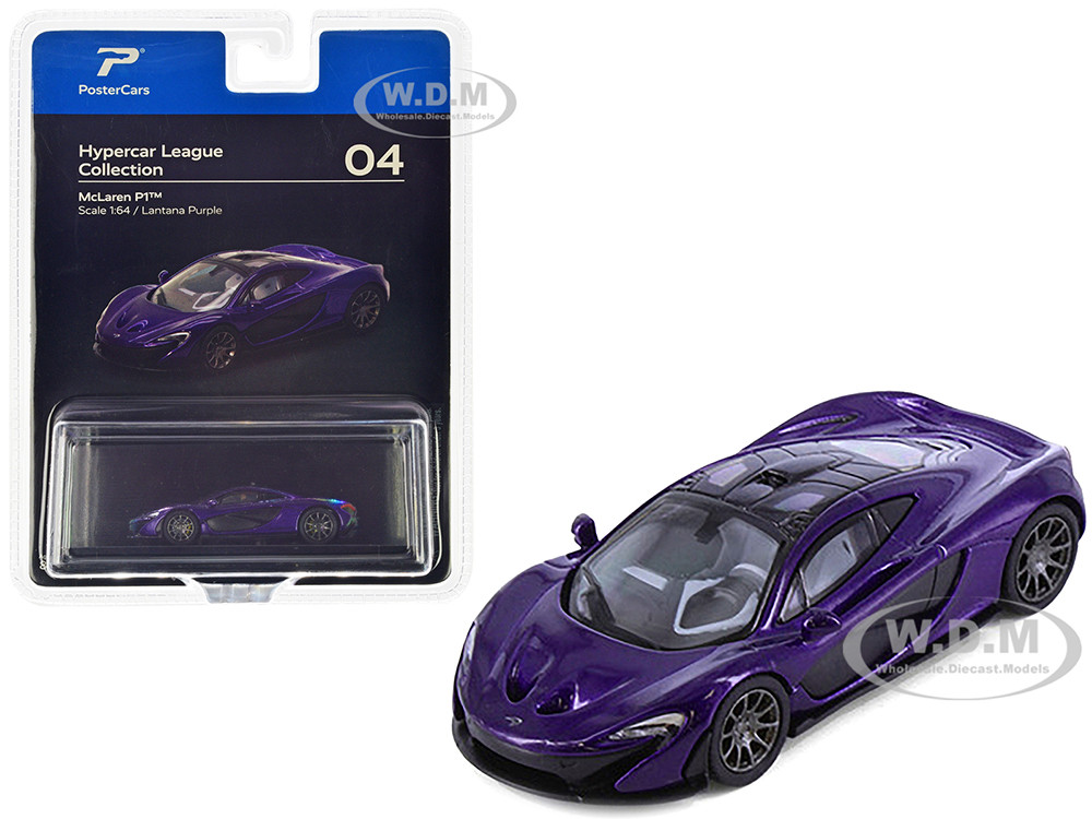 McLaren P1 Lantana Purple Metallic with Black Top "Hypercar League Collection" 1/64 Diecast Model Car by PosterCars diecast model