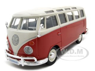 Volkswagen Van Samba Bus Red and White 1/25 Diecast Model by Maisto diecast model