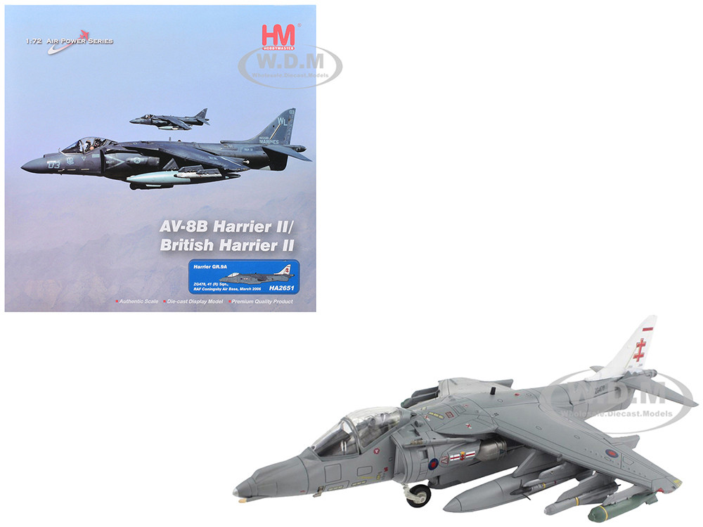 McDonnell Douglas AV-8B/British Harrier II GR.9A Aircraft "41 (R) Squadron, RAF Coningsby Air Base" (2006) Royal Air Force "Air Power Series" 1/72 Diecast Model by Hobby Master diecast model
