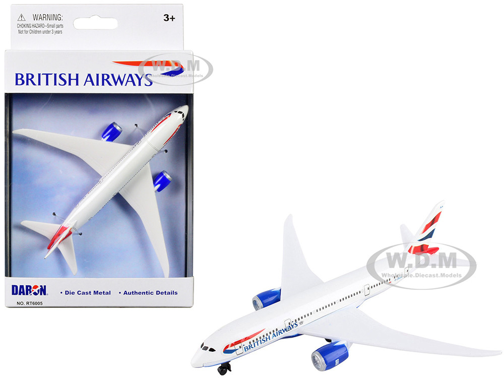 787 Commercial Aircraft "British Airways" (G-ZBJA) White with Blue and Red Tail Diecast Model Airplane by Daron diecast model