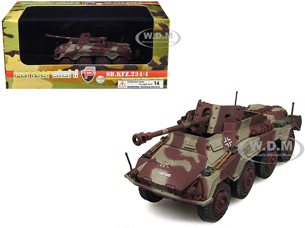 Sd.Kfz. 234/4 Armored Vehicle "Unidentified Unit, Western Front" (1945) German 1/72 Diecast Model by Panzerstahl diecast model