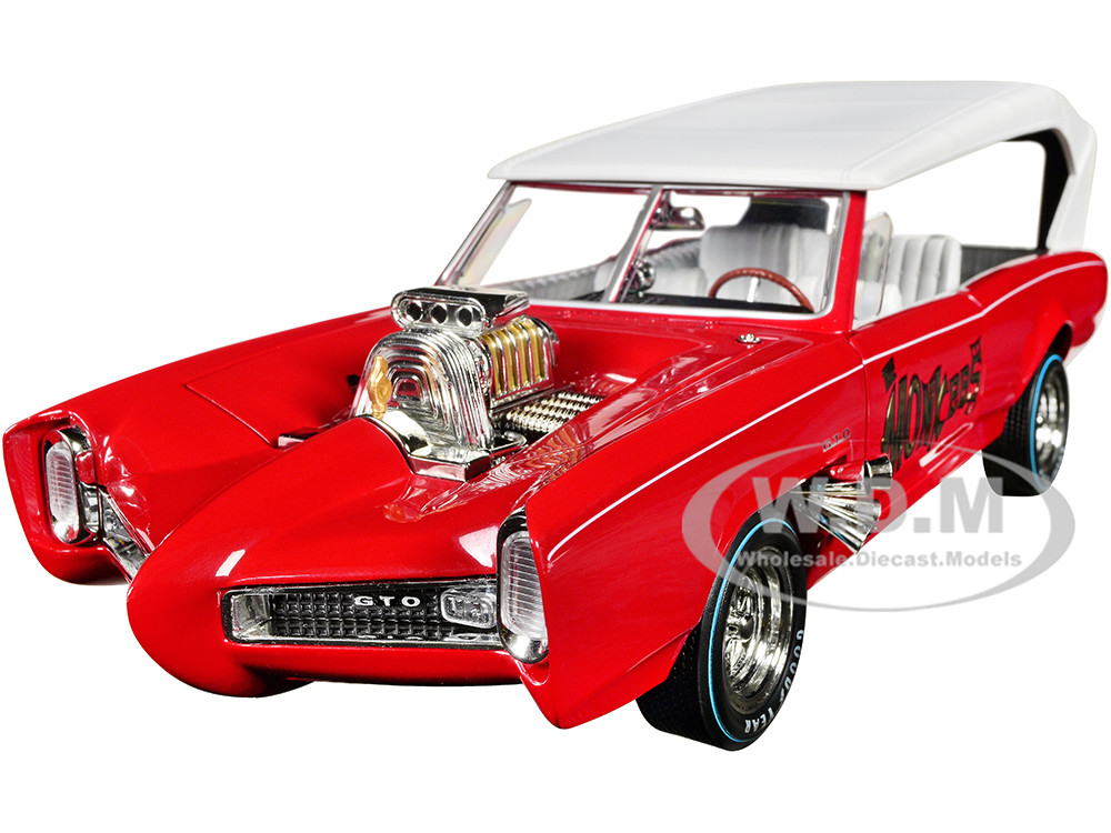 Monkeemobile Red with White Top and Interior "The Monkees" with Four Monkees Figure Cutouts "Silver Screen Machines" Series 1/18 Diecast Model Car by Auto World diecast model