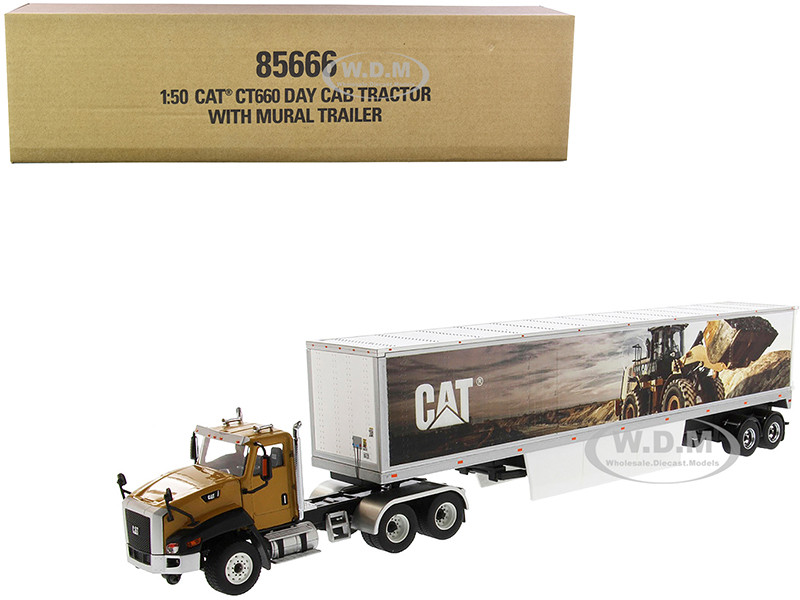 CAT Caterpillar CT660 Day Cab with Caterpillar Mural Dry Van Trailer "Transport Series" 1/50 Diecast Model by Diecast Masters diecast model