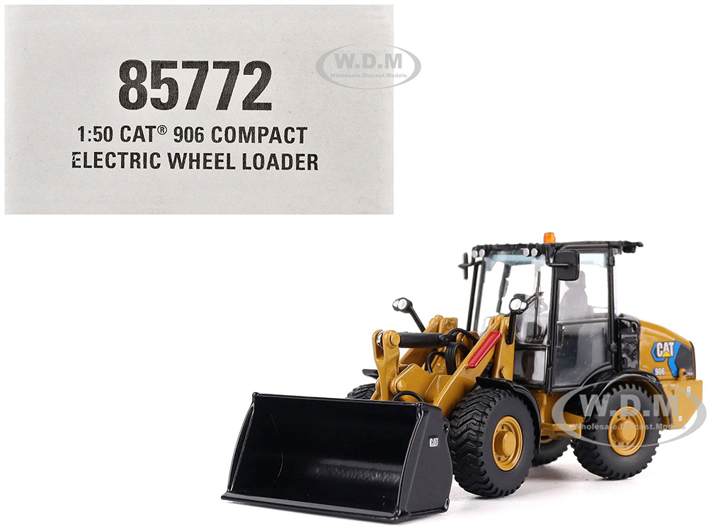CAT Caterpillar 906 Electric Compact Wheel Loader Yellow with Operator "High Line Series" 1/50 Diecast Model by Diecast Masters diecast model