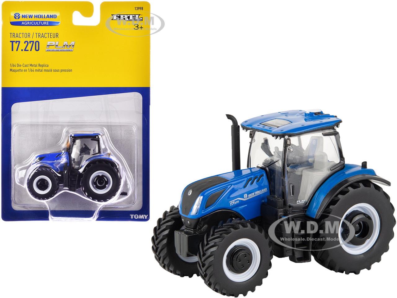 New Holland Genesis T7.270 PLM Tractor Blue "New Holland Agriculture" 1/64 Diecast Model by ERTL TOMY diecast model