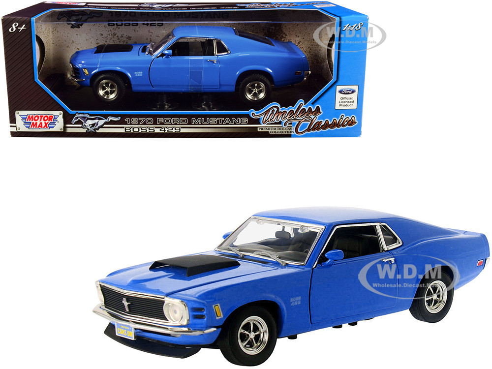 1970 Ford Mustang Boss 429 Dark Blue "Timeless Classics" Series 1/18 Diecast Model Car by Motormax diecast model