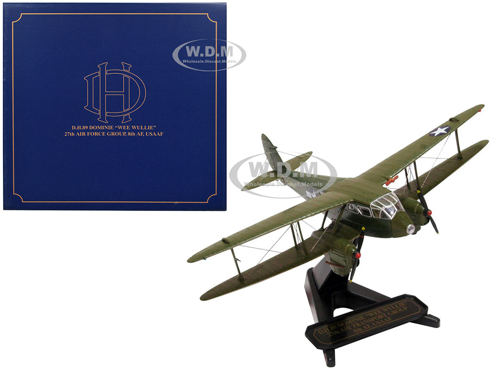 De Havilland D.H.89 Dominie Dragon Rapide Aircraft "Wee Wullie" "27th Air Force Group, 8th AF, USAAF" 1/72 Diecast Model Airplane by Oxford Diecast diecast model