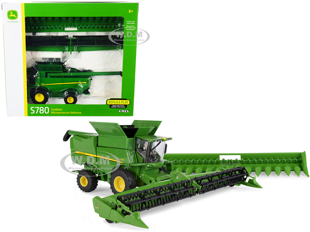 John Deere S780 Wheeled Combine with Corn Head and Draper Grain Head 1/32 Diecast Model by ERTL TOMY diecast model