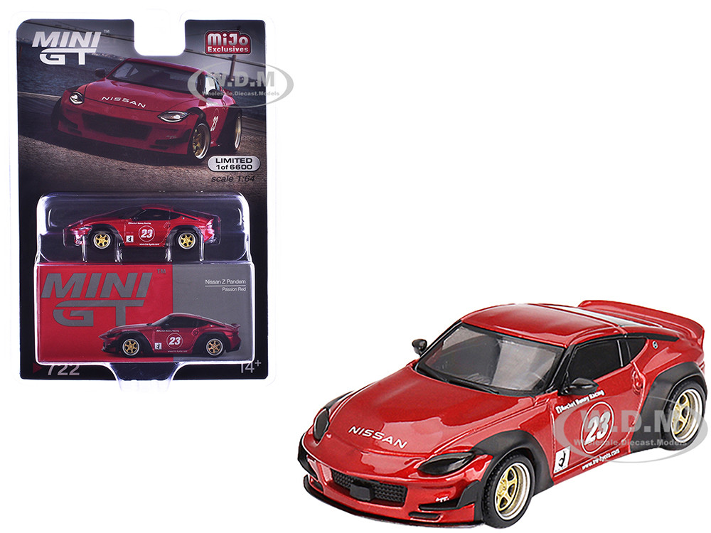 Nissan Z "Pandem" #23 Passion Red Metallic Limited Edition to 6600 pieces Worldwide 1/64 Diecast Model Car by Mini GT diecast model