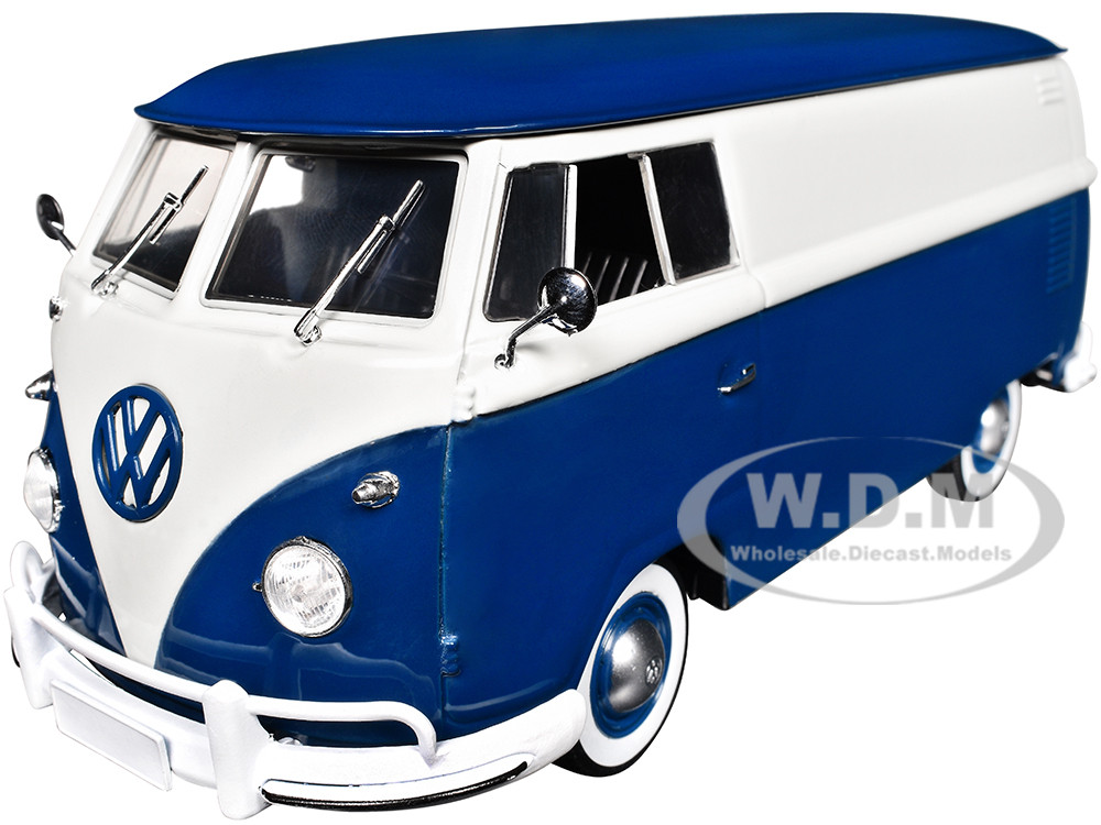 1960 Volkswagen Delivery Van Blue and White Limited Edition to 6650 pieces Worldwide 1/24 Diecast Model Car by M2 Machines diecast model