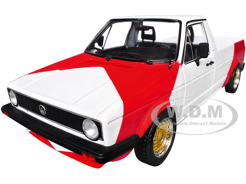 1983 Volkswagen Caddy MK 1 Pickup Truck "Red Cowboy Racing Tribute" White and Red 1/18 Diecast Model Car by Solido diecast model