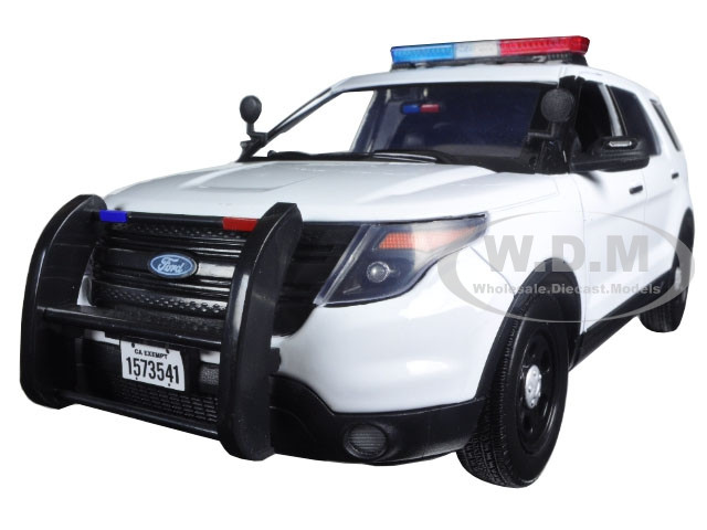 2015 Ford PI Utility Interceptor Police Car with Light Bar Plain White 1/18 Diecast Model Car by Motormax diecast model