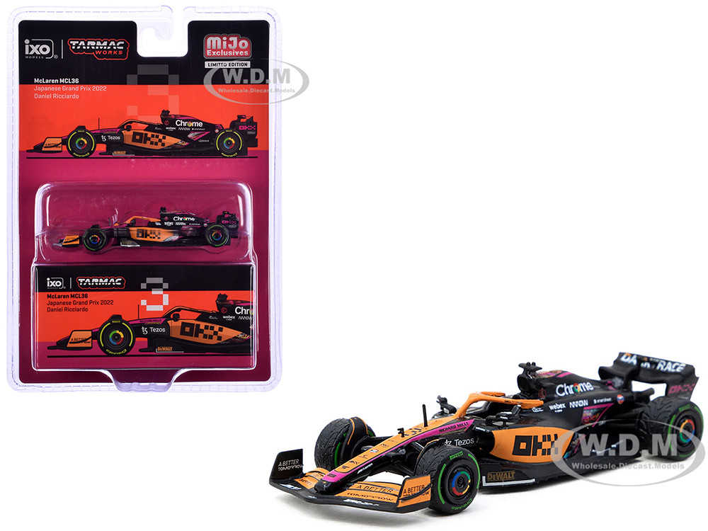 McLaren MCL36 #3 Daniel Ricciardo Formula One F1 "Japanese GP" (2022) "Global64" Series 1/64 Diecast Model Car by Tarmac Works diecast model