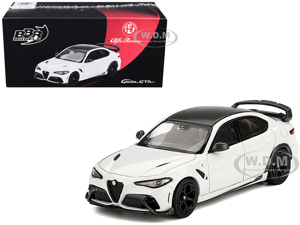 Alfa Romeo Giulia GTAm White with Carbon Top 1/64 Diecast Model Car by BBR diecast model