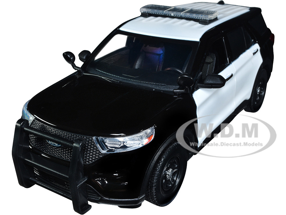 2022 Ford Police Interceptor Utility Unmarked Black and White 1/24 Diecast Model Car by Motormax diecast model