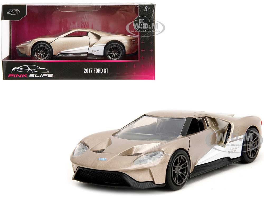 2017 Ford GT Gold Metallic with White Accents "Pink Slips" Series 1/32 Diecast Model Car by Jada diecast model